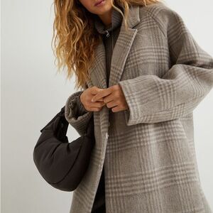 H&M Premium Leather Chocolate Brown Puffer Bag